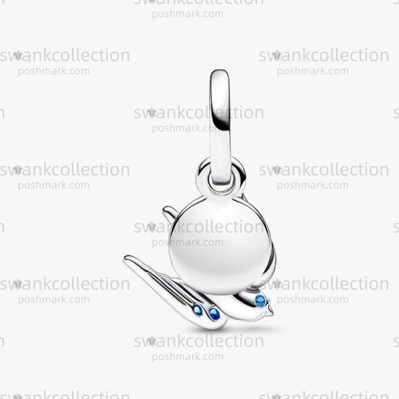 Pandora Sparkling Swallow & Quote Double Dangle Charm - Picture 2 of 5